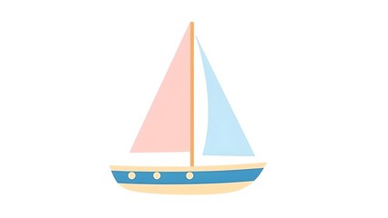 Fototapeta premium Isolated white background with a sailing vessel, perfect for summer travel, a serene yachting cruise, or a regatta sport