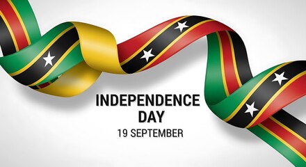 St. Kitts and Nevis Independence Day: Dynamic Flag Ribbon Design, 19 September Celebration