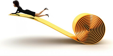 3d woman create path concept