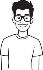 Handsome Man Black and White Illustration Vector Image Male Portrait Fashion Sketch Line Art Design