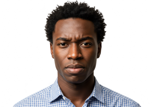 Man with confused expression isolated on transparent background