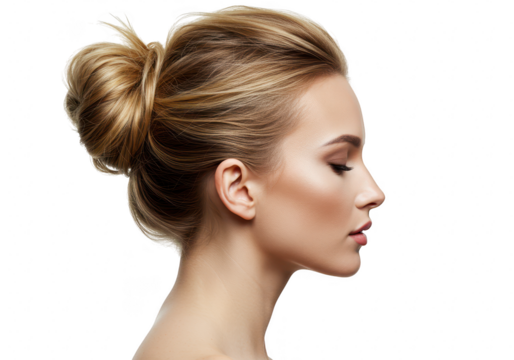 Womans profile with elegant updo isolated on transparent background