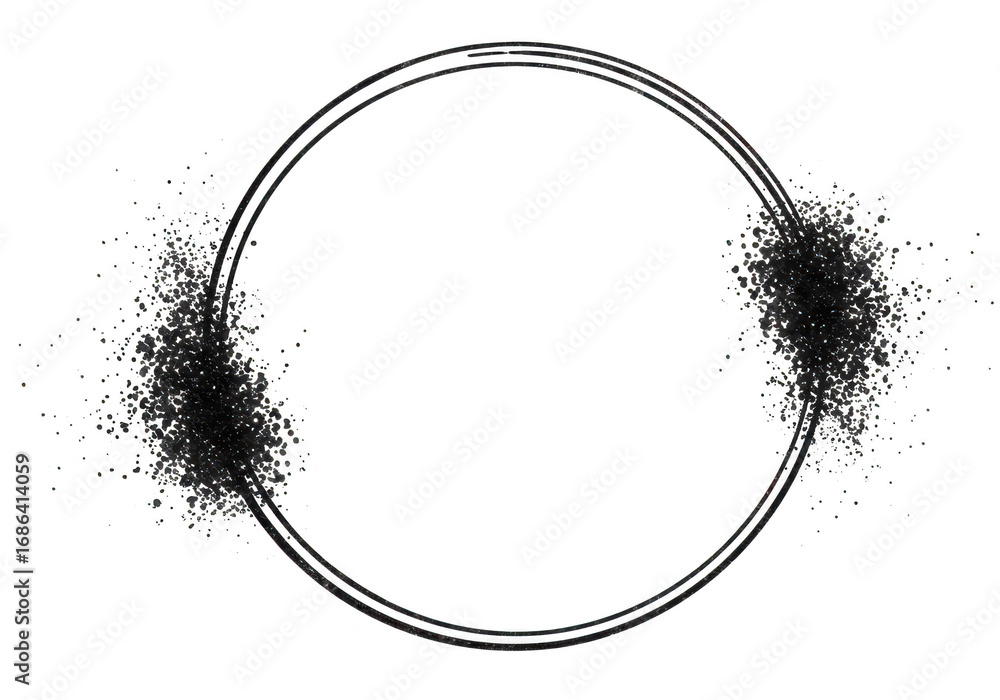 Aufkleber abstract circular frame with distressed paint splatter effect isolated on transparent background