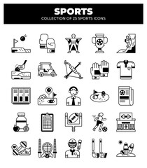 Collection of 25 Sports Icons.  A Visual Guide to Various Sports and Activities