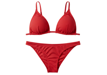 Red bikini swimsuit summer fashion beachwear apparel clothing two piece isolated transparent background