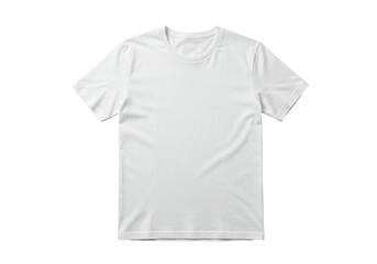 White t shirt short sleeve cotton fabric texture apparel mockup front view isolated transparent background