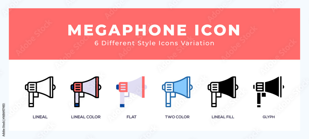 Poster megaphone icons set. different style of icons simple vector illustration.