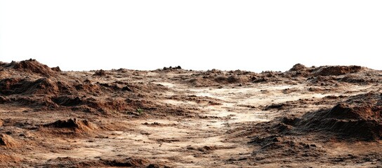 Arid, uneven landscape of brown earth and rocks