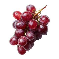 Fototapeta premium Close-up of a bunch of red grapes, glistening with water droplets, on a stem