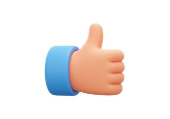 Thumbs up 3 d cartoon hand gesture positive feedback symbol