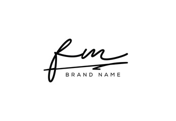 FM letter elegant cursive beauty handwriting logo.