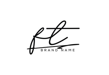 FT letter elegant cursive beauty handwriting logo.