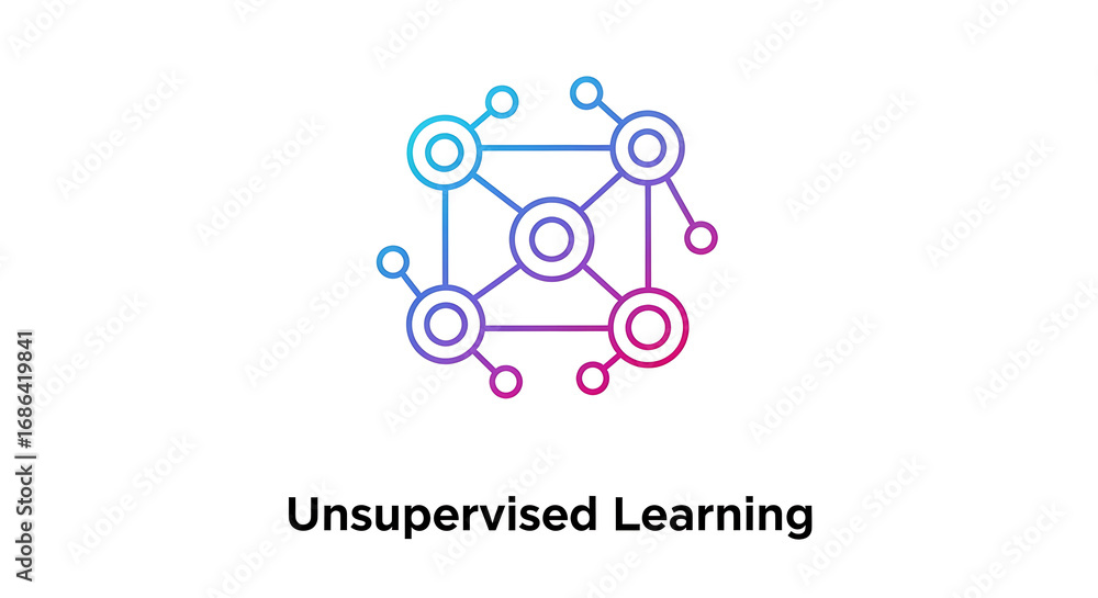 Aufkleber illustration of a connected network with gradient color scheme on a white background for data analys