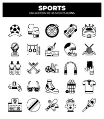 Collection of 25 Sports Icons. A Visual Guide to Various Sports and Games