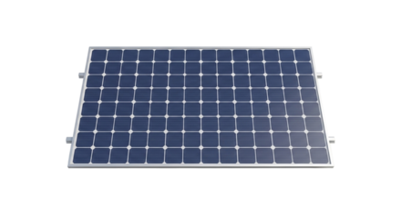A single solar panel with a grid pattern isolated on transparent background
