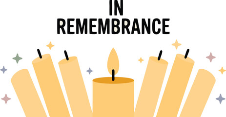 In Remembrance Featuring Burning Candles and Stars for Memorials and Special Occasions