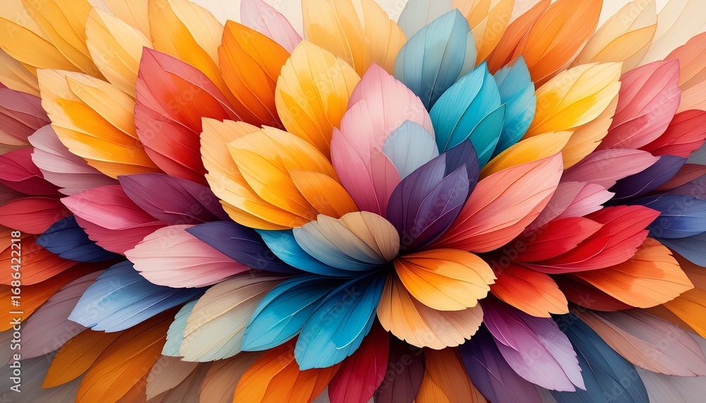 Aufkleber vibrant multilayered abstract floral pattern with dynamic color gradients and intricate petal