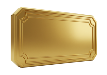 Gold ticket template blank golden rectangular coupon award certificate design element luxury vip pass mockup golden blank badge empty prize voucher 3 d rendering