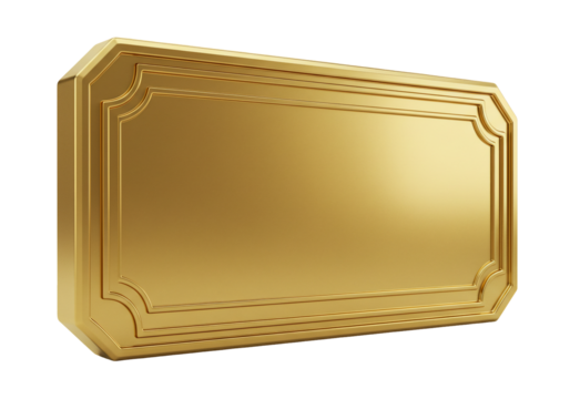 Gold ticket template blank golden rectangular coupon award certificate design element luxury vip pass mockup golden blank badge empty prize voucher 3 d rendering