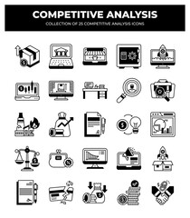 Competitive Analysis: 25 Essential Business Icons for Strategy and Growth