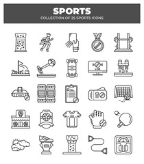 Collection of 25 Sports Icons.  A Visual Guide to Various Sports and Fitness Activities