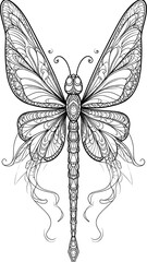 Fototapeta premium Ornate black and white dragonfly