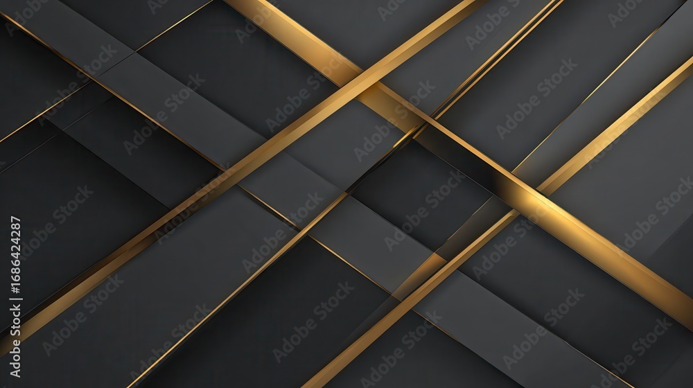Poster a dynamic abstract background composed of sharp, intersecting lines of gold and charcoal gray. the s
