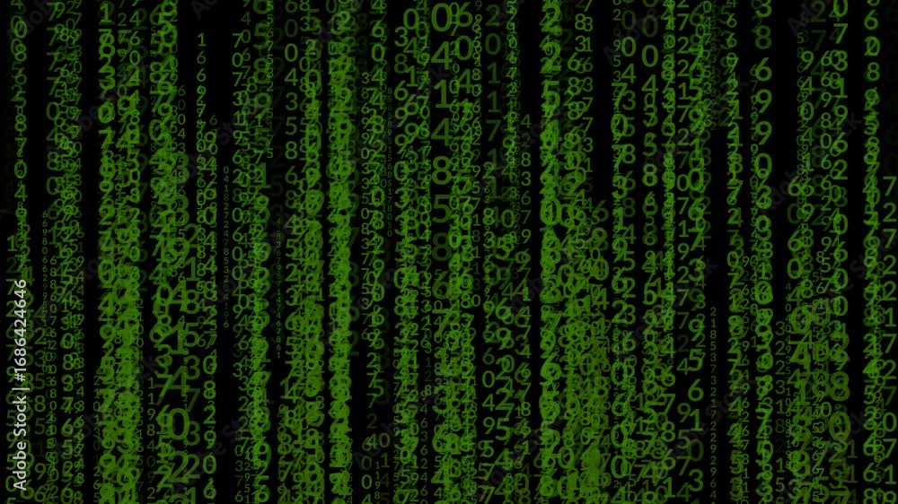 Poster abstract matrix rain green falling data code technology effect