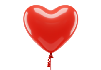 Red heart shaped balloon transparent background