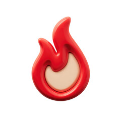 A stylized, 3D rendered flame icon.  Red, smooth curves, a pale interior