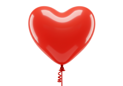 Red heart shaped balloon transparent background