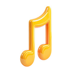 3D rendered, vibrant gold musical note