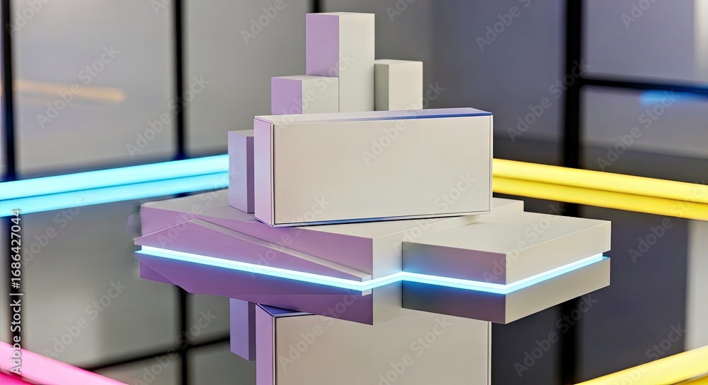 Poster abstract structure with colored lines: a modern abstract composition features a geometric structure 