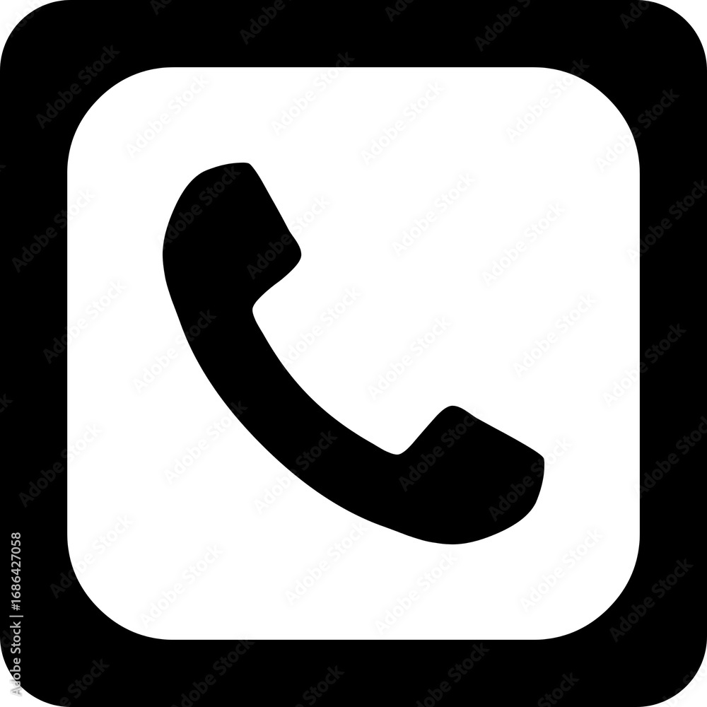 Poster telephone symbol button for contact and call ui