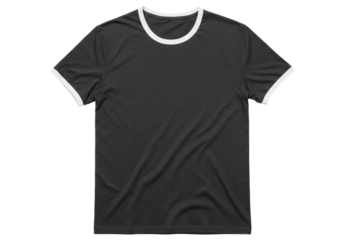 Dark gray t shirt with white ringer detail transparent background