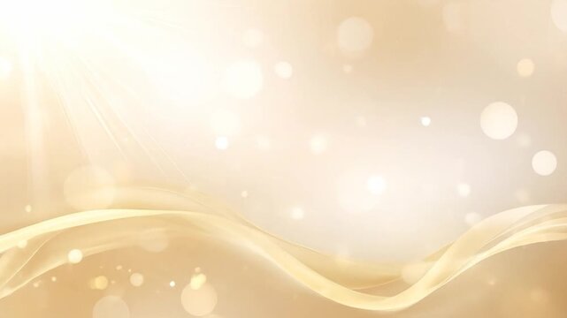 Ethereal gold background with soft waves, bokeh lights, and a bright light source