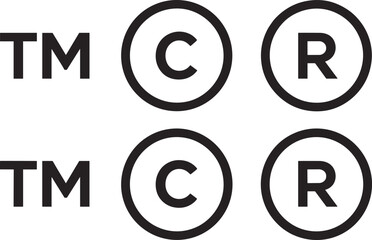 Trademark symbol, copyright icon, registered logo, intellectual property signs, brand protection vector, legal rights illustration, creative assets safeguard, business ownership icons, graphic design
