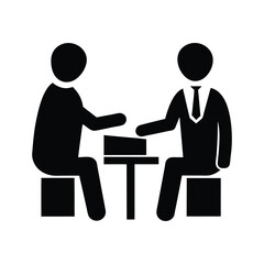 Fototapeta premium Silhouette of Two Business People Seated at Table, Vector Graphic Illustration