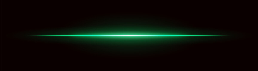 Radiant light. Straight glowing beam with intense center and dark fade edges. Suitable for digital interfaces and futuristic motion effects.