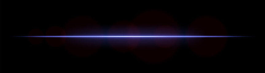 Laser line. Thin horizontal beam with smooth light halo and soft focus edges on dark background. Perfect for sci-fi, motion or UI design.