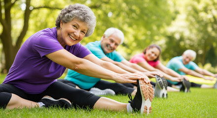 People Stretching Outdoors