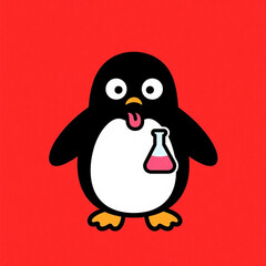 A cartoon illustration of a funny penguin
