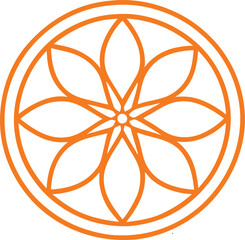 Ornate Orange Floral Design on a Circle