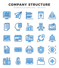 Vector icons set of Company Structure. Two Color style Icons.