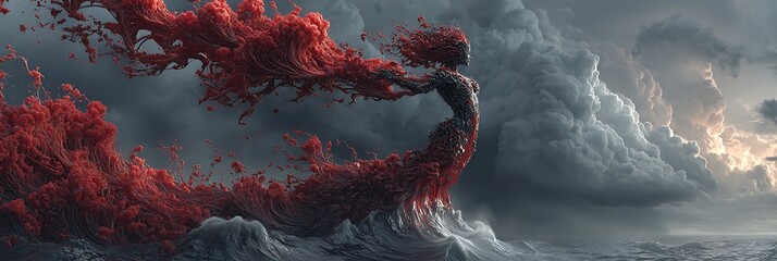 Robot Mermaid Rising From Liquid