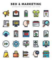 Set of Market & Economy icons in Lineal Color style. Lineal Color Icons symbol collection.