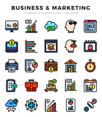 Set of Business & Marketing Icons. Simple line art style icons pack.