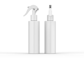 Plastic trigger spray bottle mockup on isolated white background, 3d illustration
