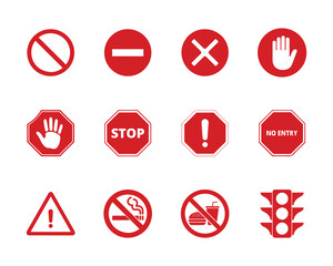 Red Warning and Prohibition Signs Collection