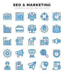 SEO & Marketing Icons Pack Two Color Style. Vector illustration.